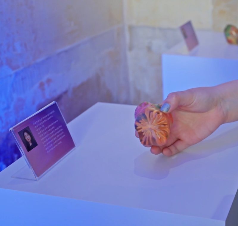 3D-printed brainwave sculpture on display